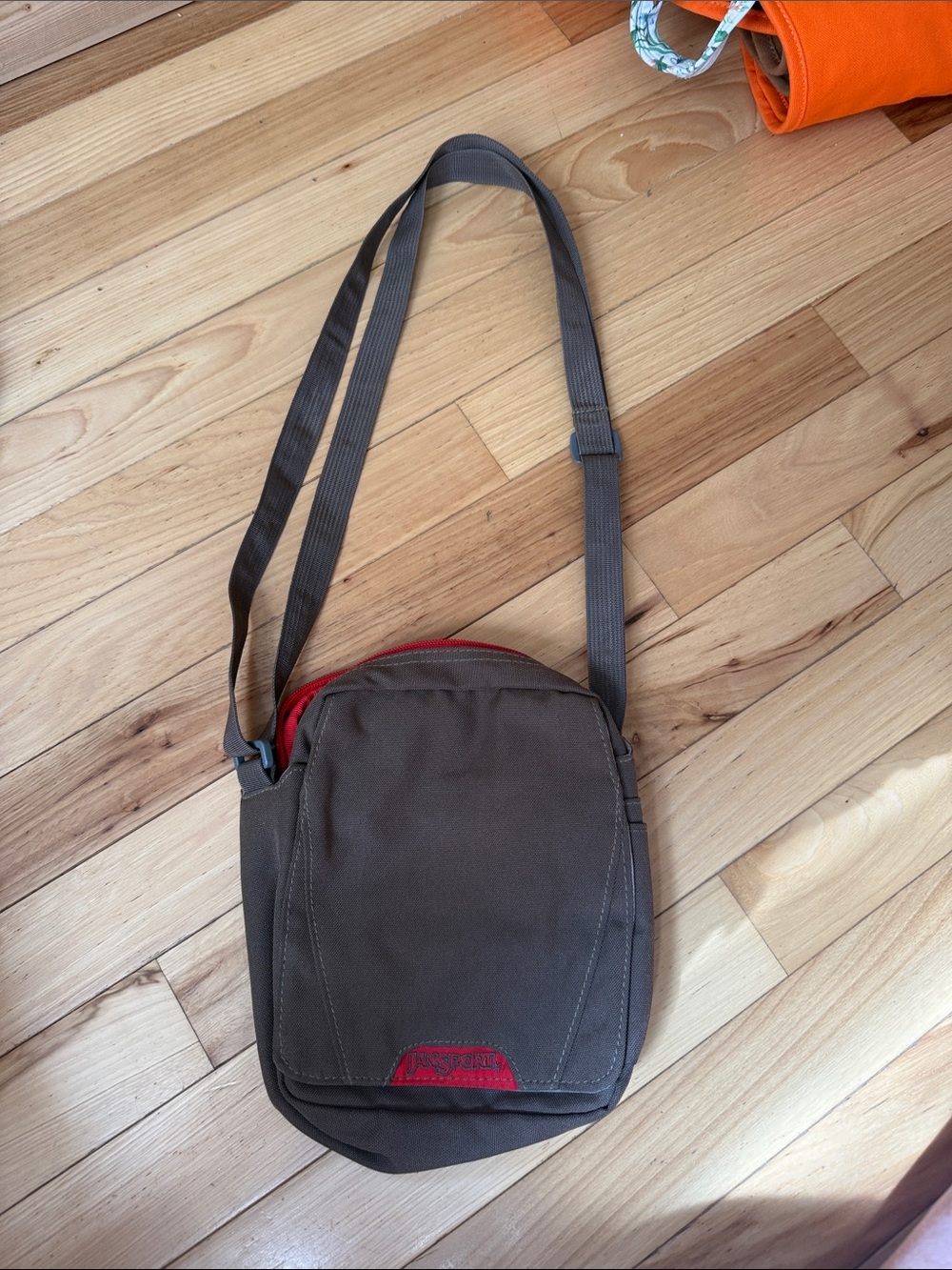 Jansport Brown Messenger Bag with Red Trim